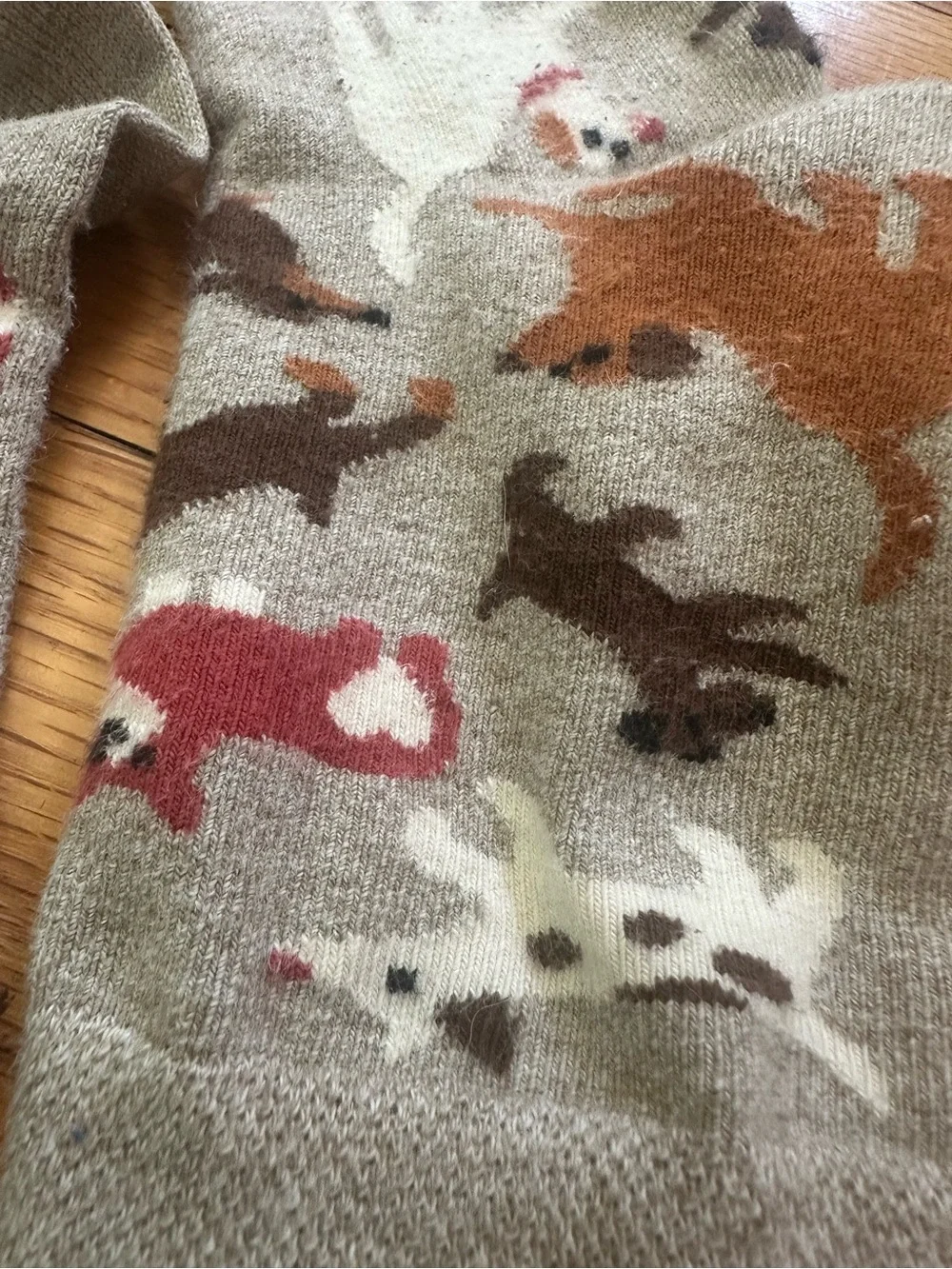 Women’s Novelty Dog Pattern Socks – Olive Toe, Taupe Base